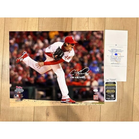 Cole Hamels signed "08 WS MVP" autographed Philadelphia Phillies 16x20 Photo JSA - Picture 1 of 5